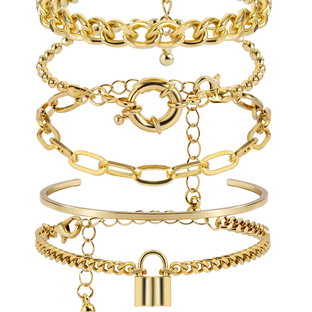 Golden Link Bracelets Set