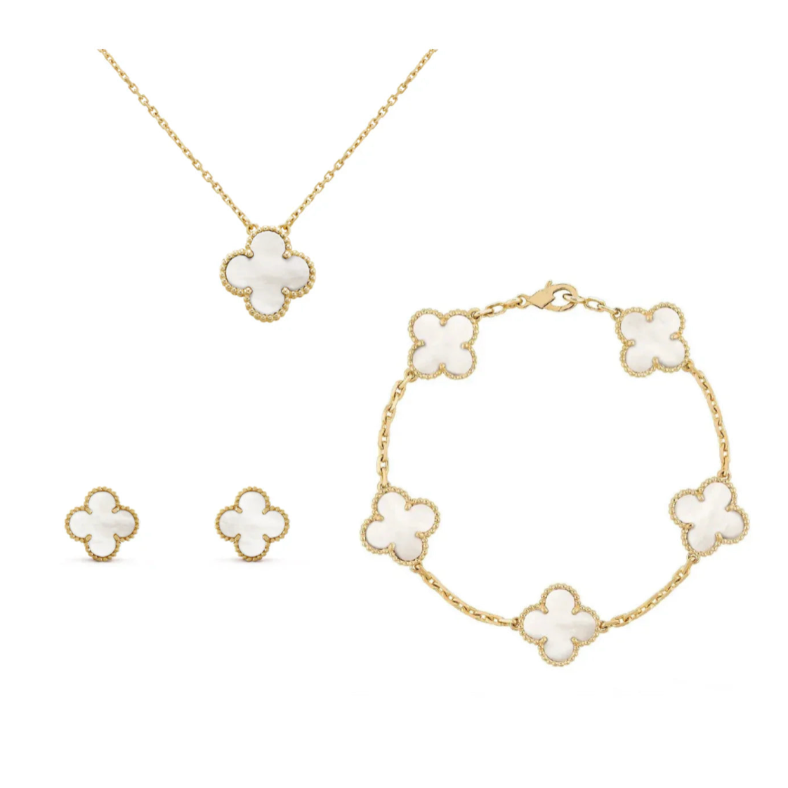 Clover Bloom 3 Set Gold | White