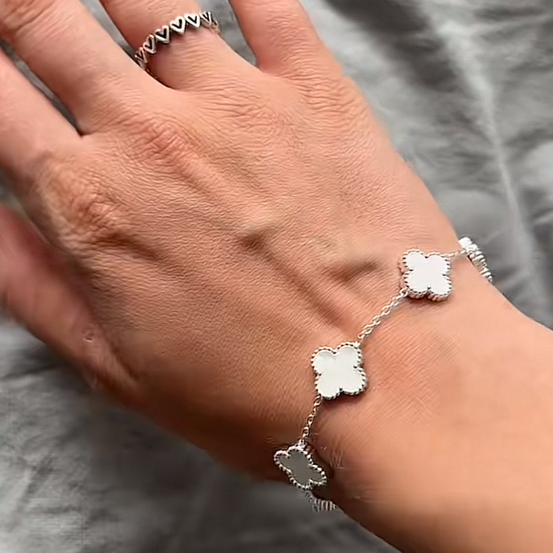 Clover Bracelet Silver | White