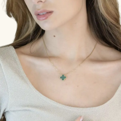 Clover Necklace Gold | Green