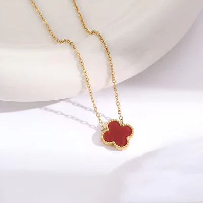 Clover Necklace Gold | Red