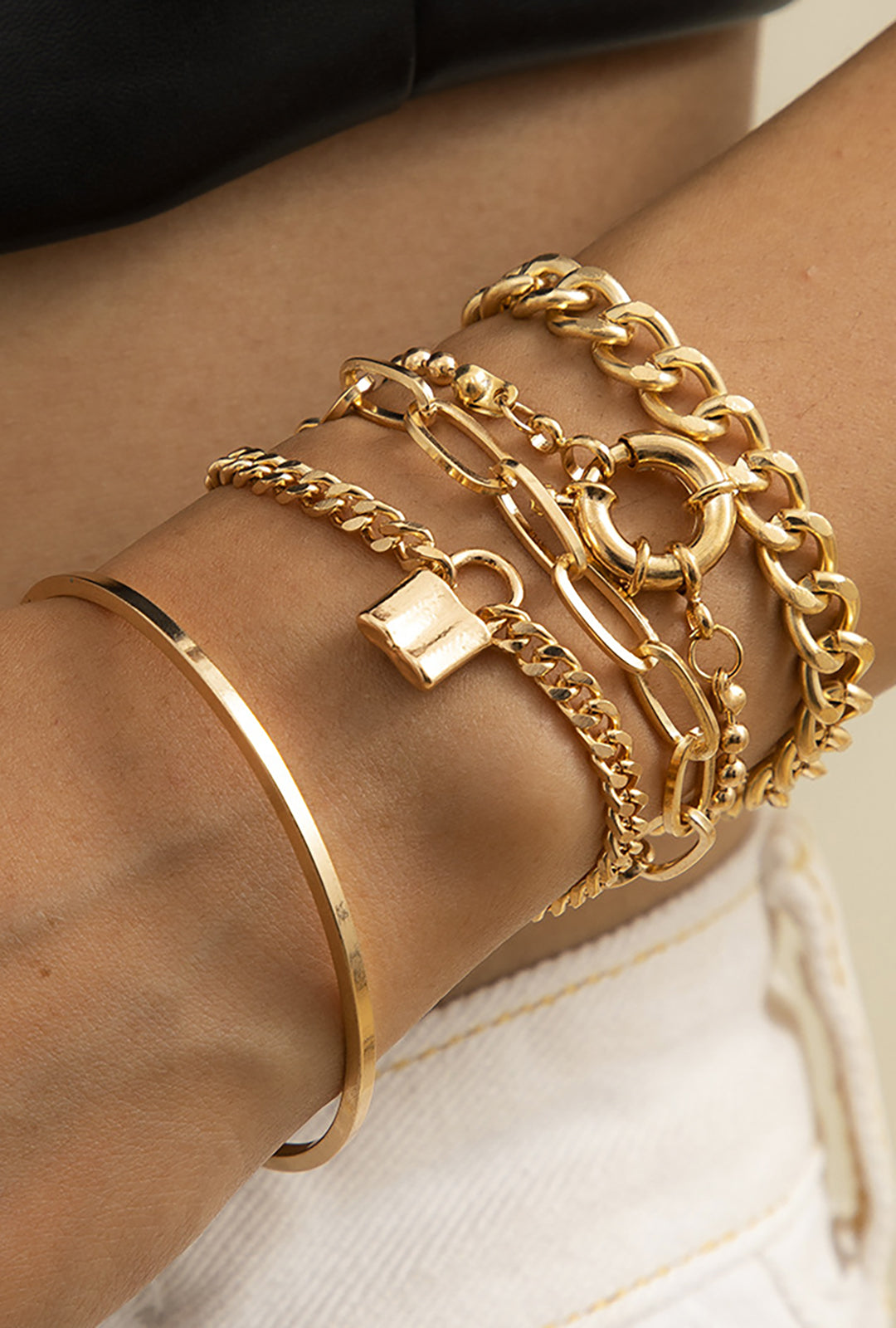 Golden Link Bracelets Set