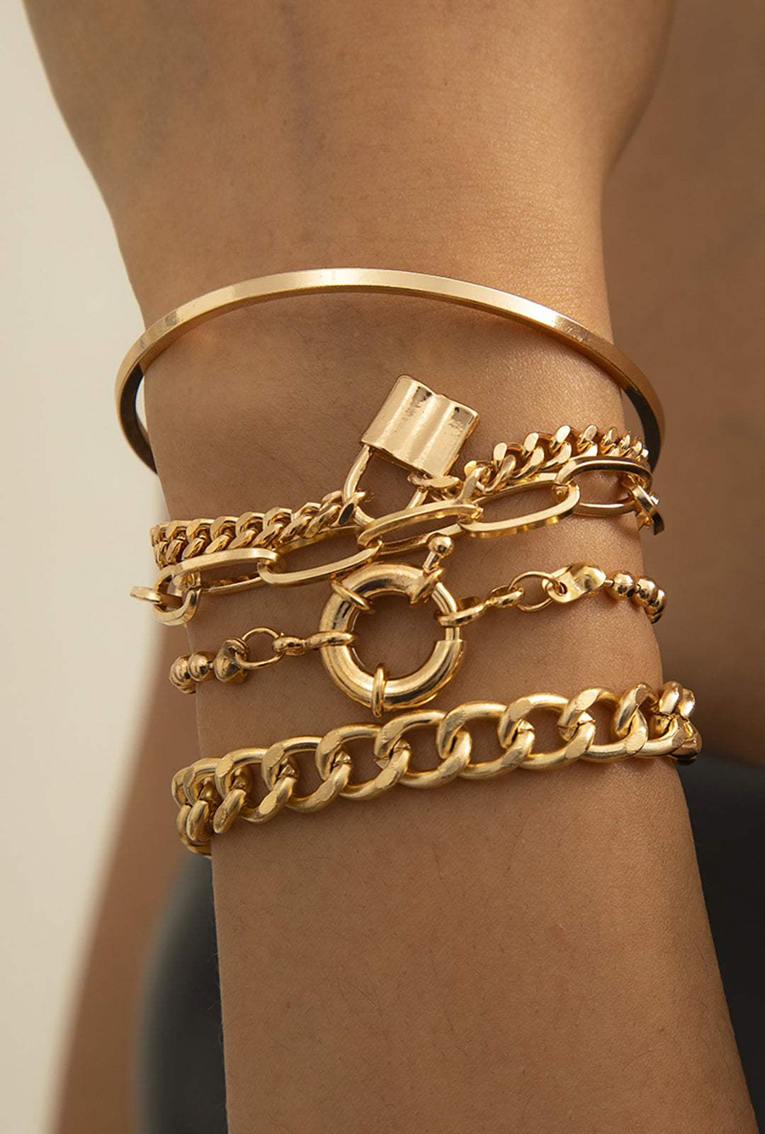 Golden Link Bracelets Set