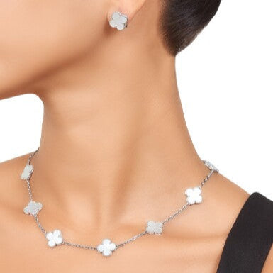 Clover Necklace (10 Designs) Silver | White