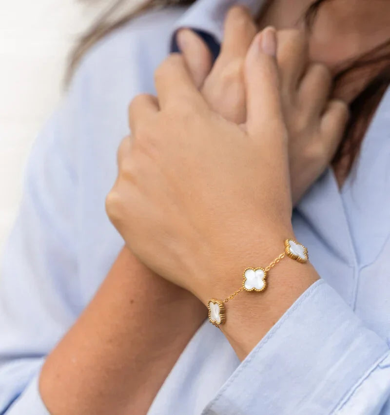Clover Bracelet Gold | White