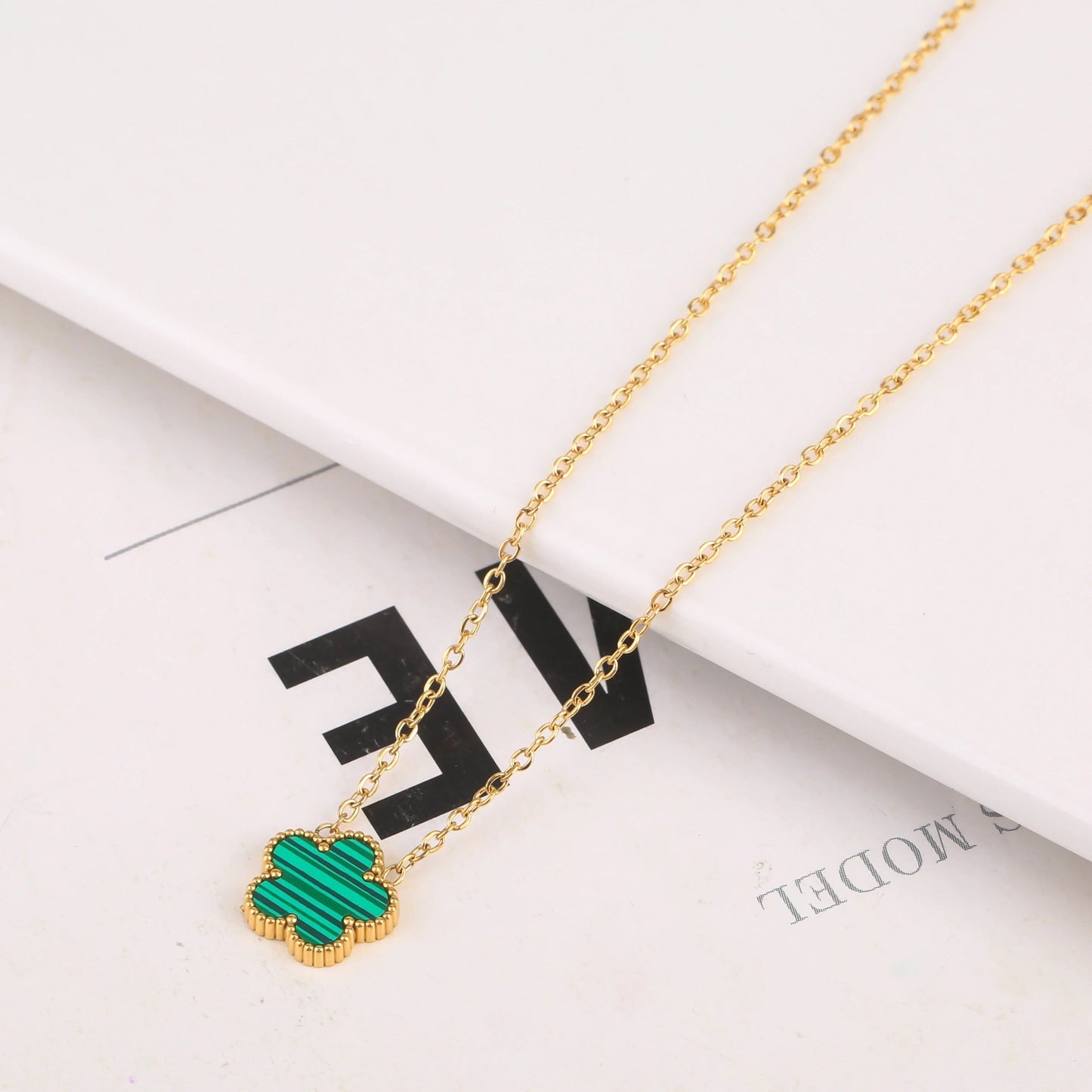 Clover Necklace Gold | Green