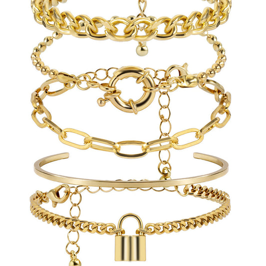 Golden Link Bracelets Set