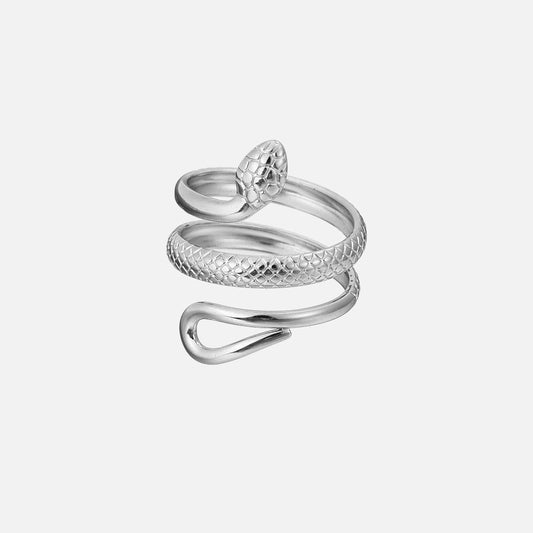 Detailed Snake Ring | Silver (Adjustable)