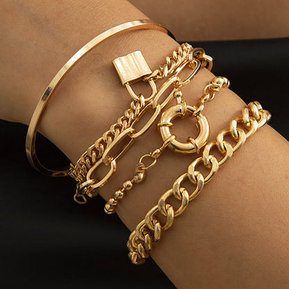 Golden Link Bracelets Set