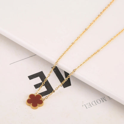 Clover Necklace Gold | Red